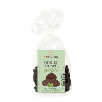Dinkel Zartbitter-Pfefferminz Knusperwaffeln * 150 g